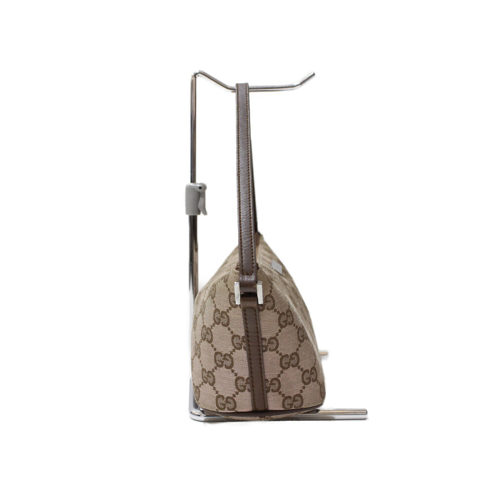Gucci Brown Leather Bag Canvas Pink Pouch Handbag Accessory